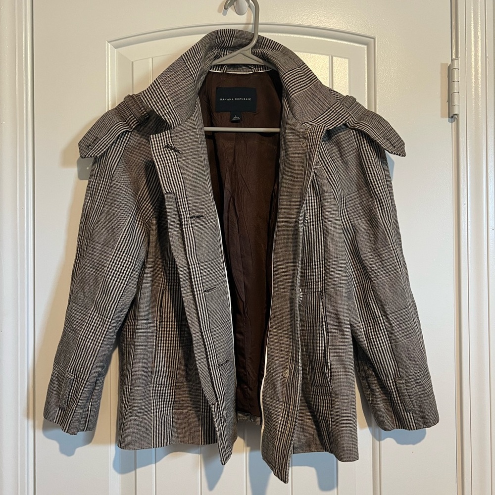 Banana Republic Brown Plaid Button Coat
